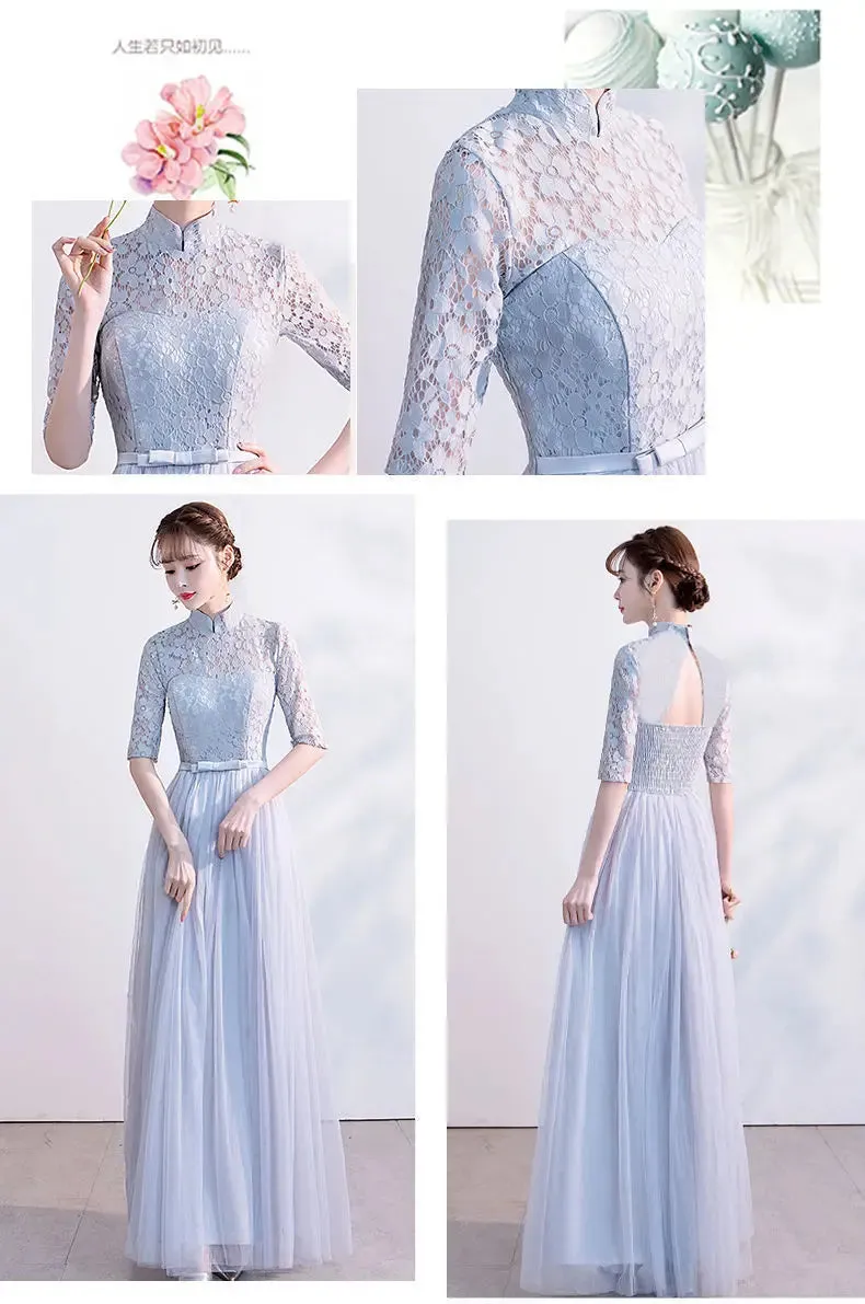 Female Lace Bridesmaid Dresses Fairy Temperament Banquet Slim Birthday Dress Students Long New Girlfriend Group Sisters Dress