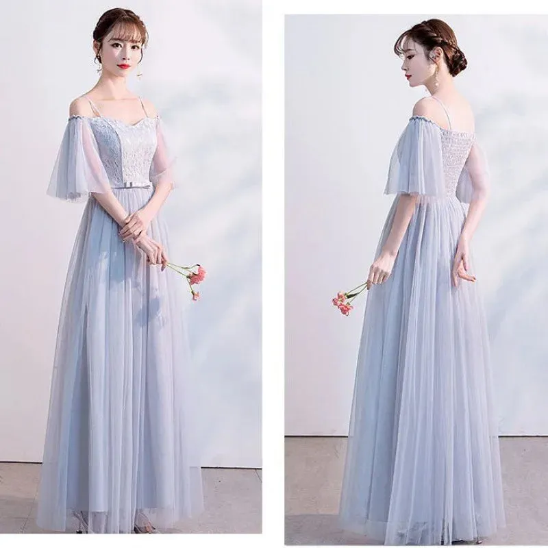 Female Lace Bridesmaid Dresses Fairy Temperament Banquet Slim Birthday Dress Students Long New Girlfriend Group Sisters Dress