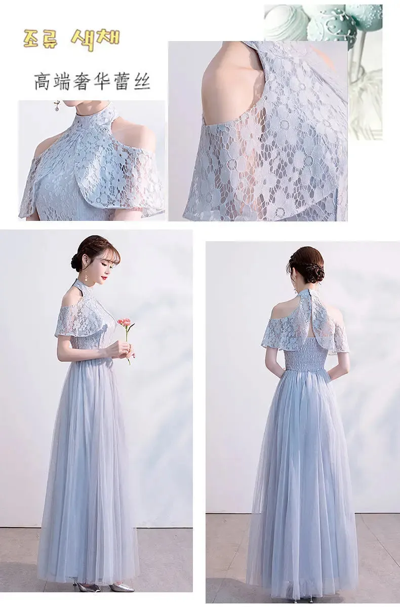 Female Lace Bridesmaid Dresses Fairy Temperament Banquet Slim Birthday Dress Students Long New Girlfriend Group Sisters Dress