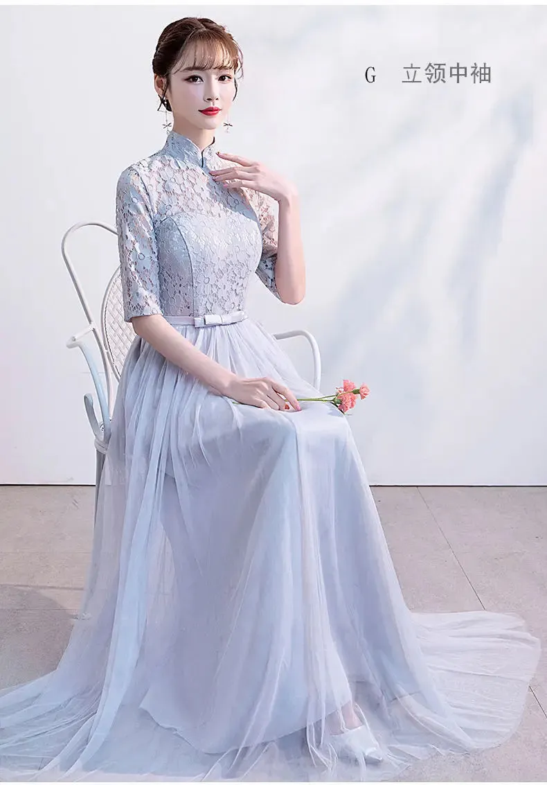 Female Lace Bridesmaid Dresses Fairy Temperament Banquet Slim Birthday Dress Students Long New Girlfriend Group Sisters Dress