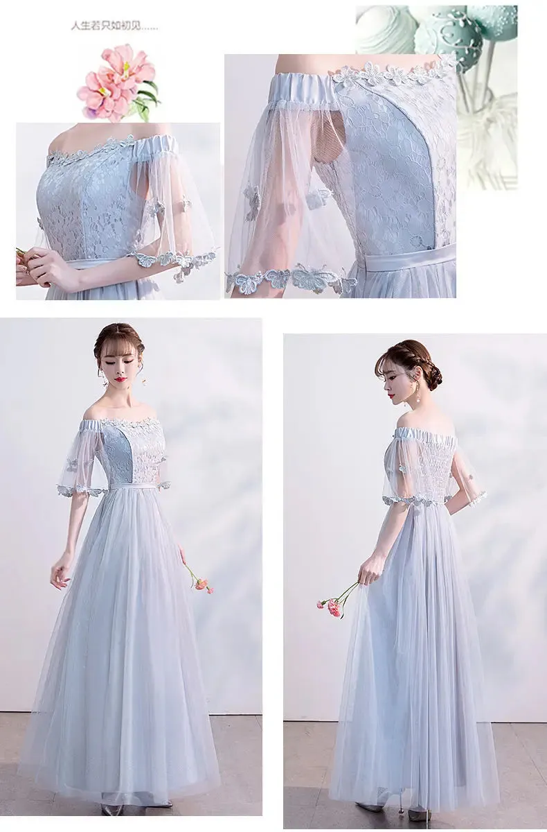 Female Lace Bridesmaid Dresses Fairy Temperament Banquet Slim Birthday Dress Students Long New Girlfriend Group Sisters Dress