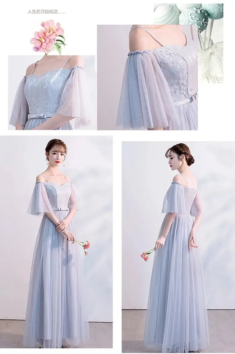 Female Lace Bridesmaid Dresses Fairy Temperament Banquet Slim Birthday Dress Students Long New Girlfriend Group Sisters Dress