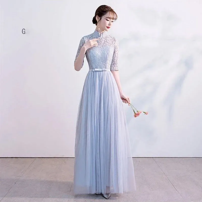 Female Lace Bridesmaid Dresses Fairy Temperament Banquet Slim Birthday Dress Students Long New Girlfriend Group Sisters Dress