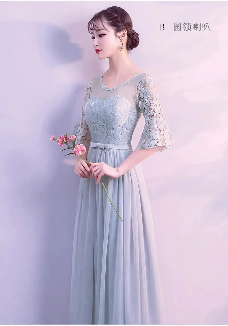 Female Lace Bridesmaid Dresses Fairy Temperament Banquet Slim Birthday Dress Students Long New Girlfriend Group Sisters Dress