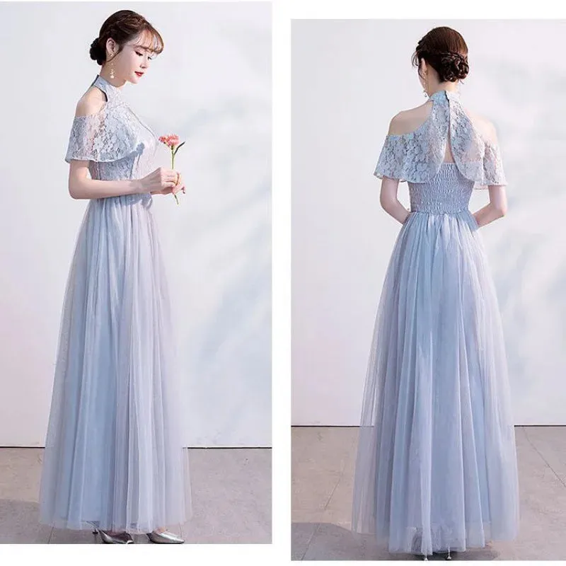 Female Lace Bridesmaid Dresses Fairy Temperament Banquet Slim Birthday Dress Students Long New Girlfriend Group Sisters Dress