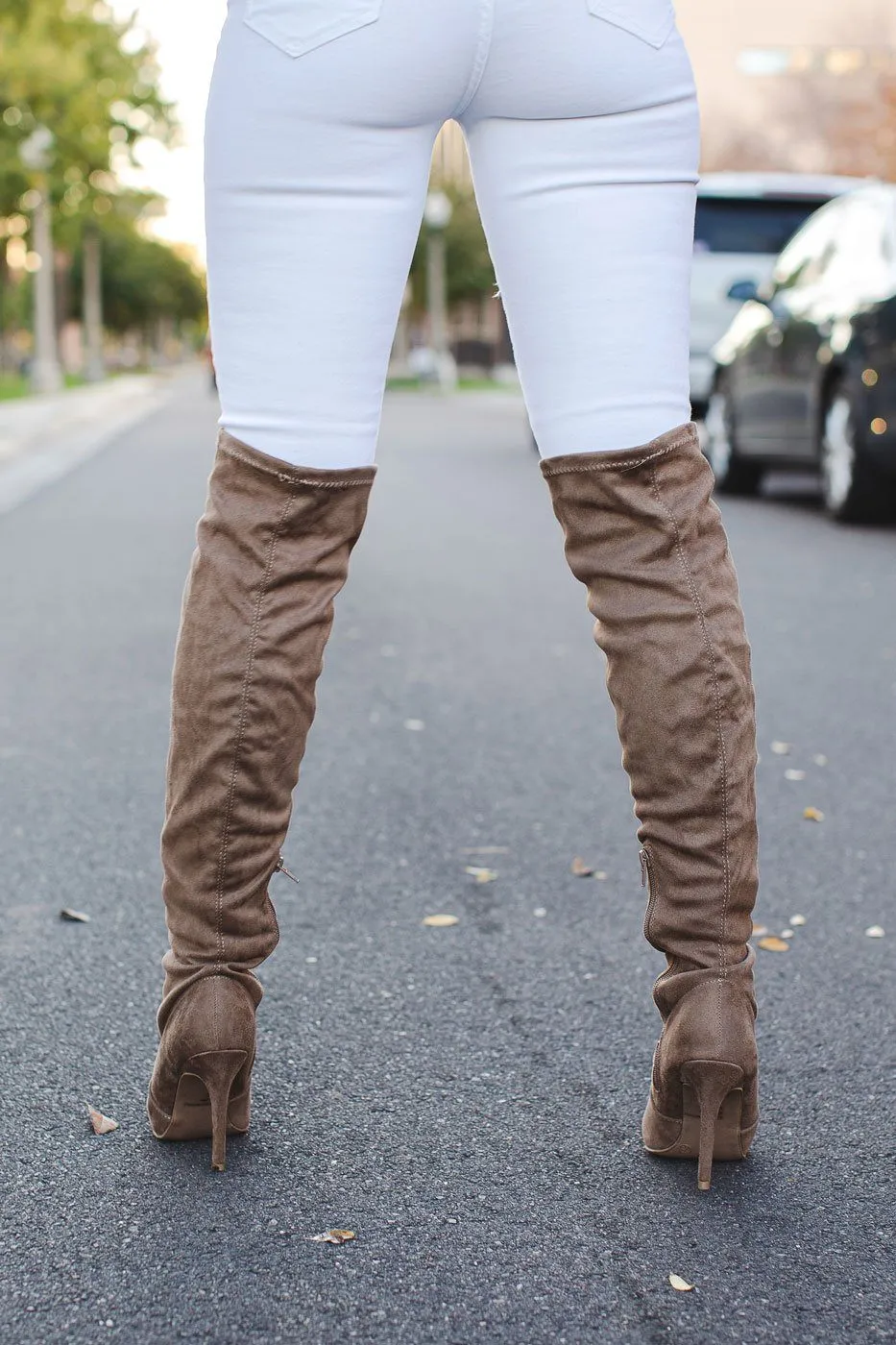 Follow Me Taupe Over The Knee Boots