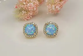 French Blue Opal Studs