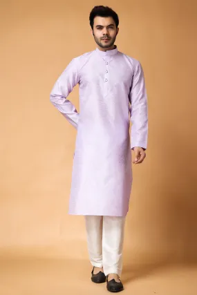 French Lilac Woven Kurta Pajama