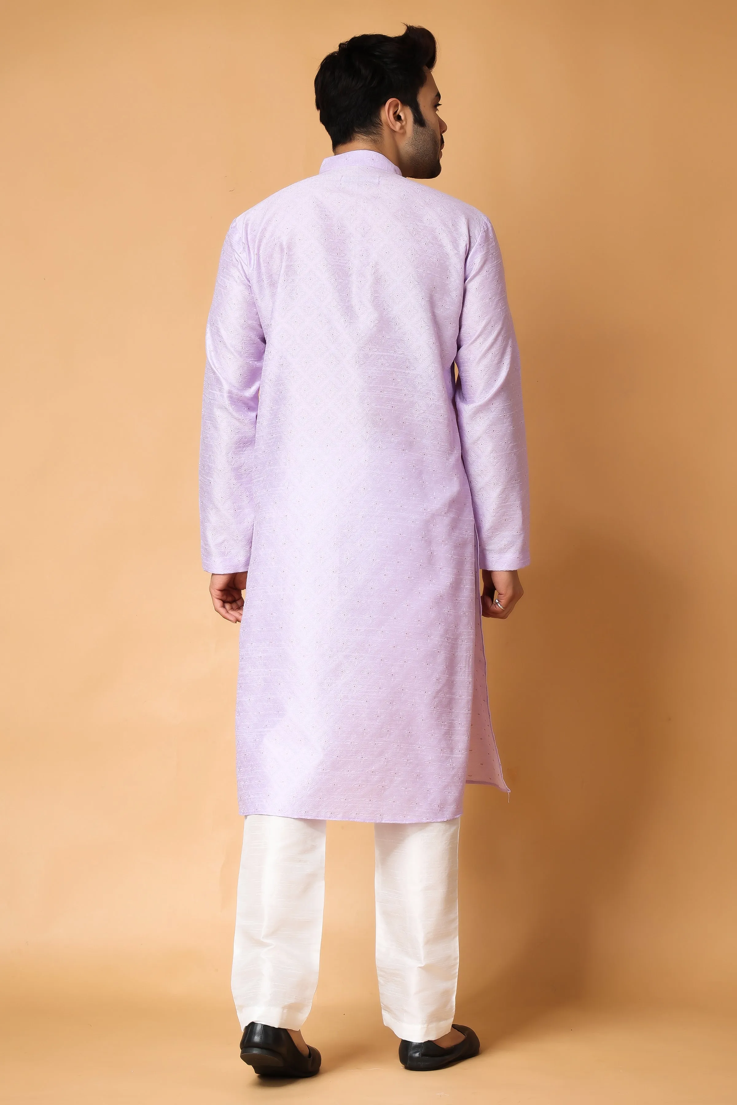 French Lilac Woven Kurta Pajama