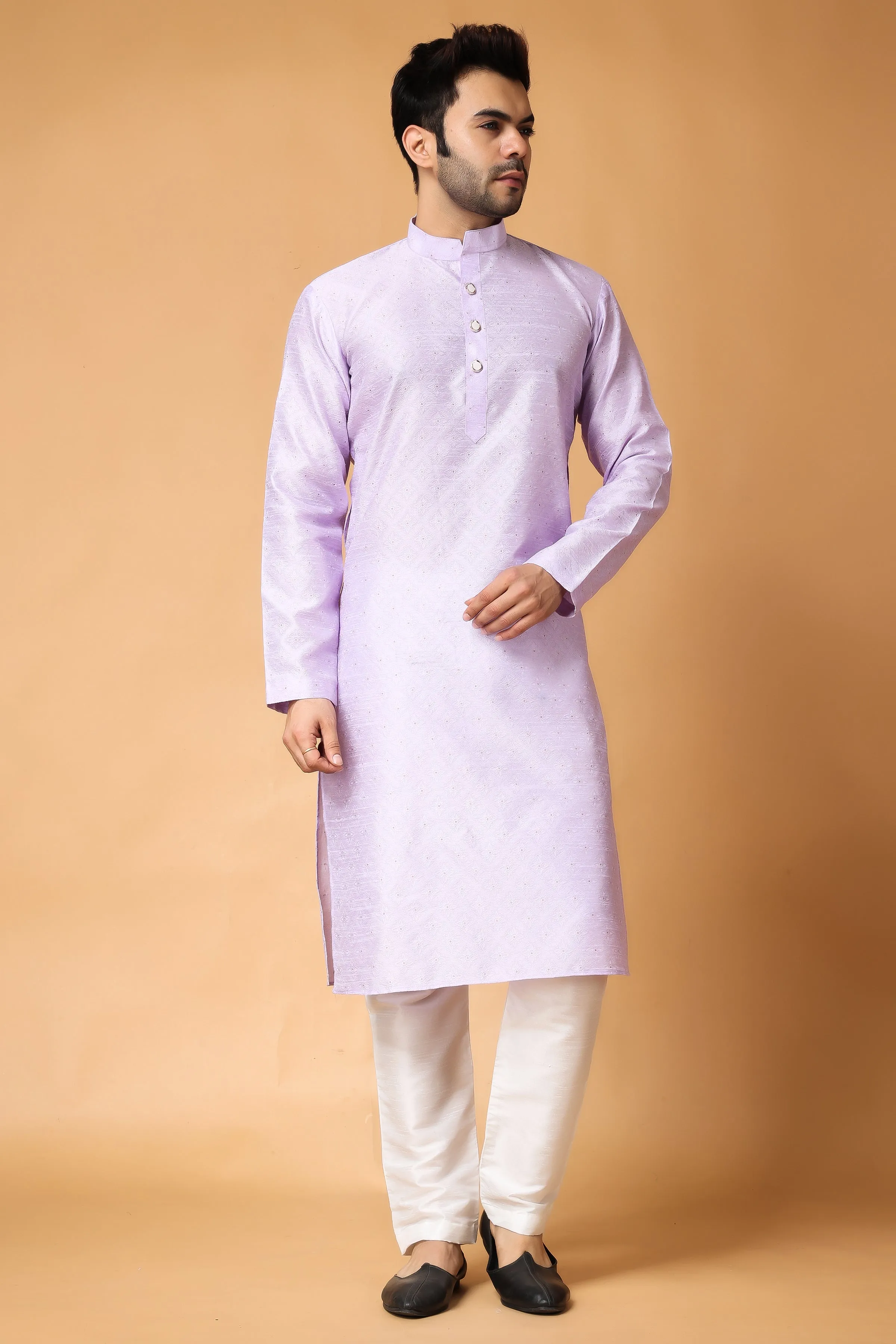 French Lilac Woven Kurta