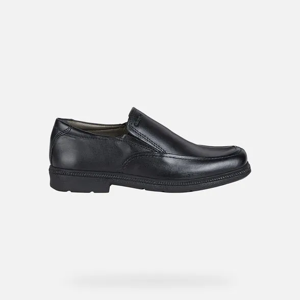 Geox Kids Federico Smooth Leather School Shoes - Black