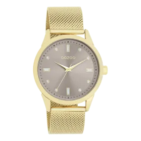 Gold coloured OOZOO watch with gold coloured metal mesh bracelet - C11357