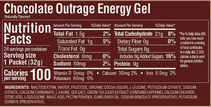 Gu Energy Gel- Chocolate Outrage   Caffeine