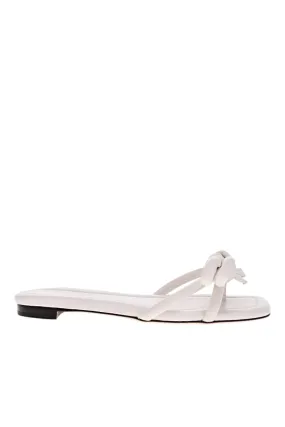 Hadley White Leather Bow Flat Sandals