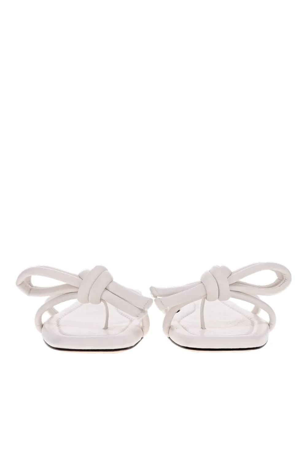 Hadley White Leather Bow Flat Sandals