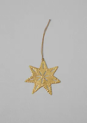 Hammered Metal Star Decoration | Brass