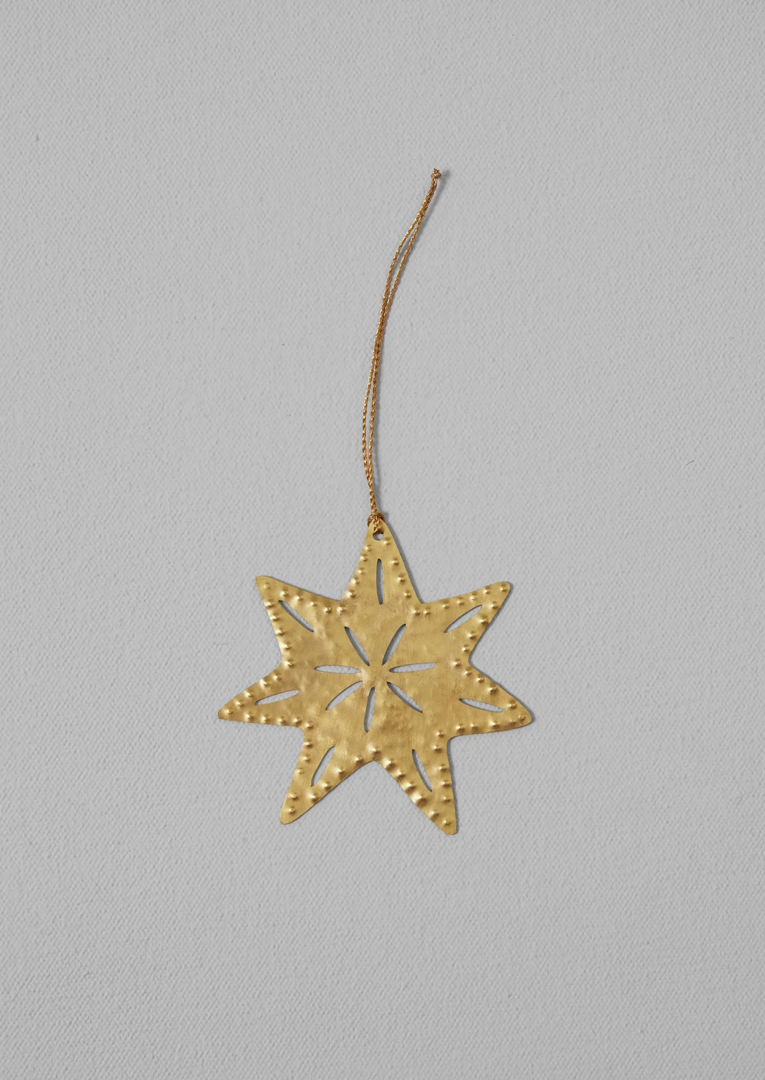 Hammered Metal Star Decoration | Brass