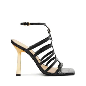 Hayden Crocodile-Embossed Leather Sandal