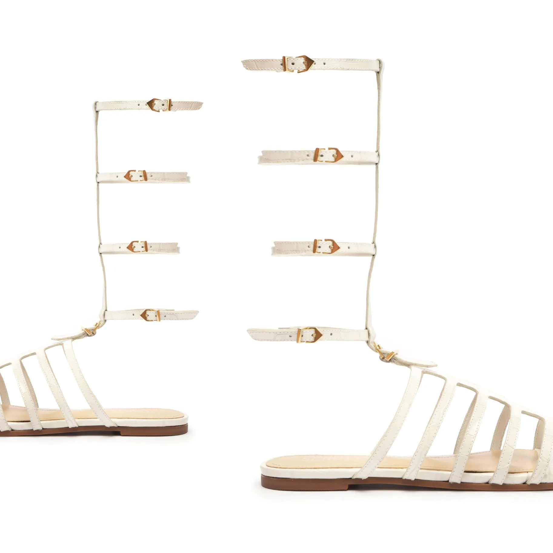 Hayden Crocodile-Embossed Leather Sandal