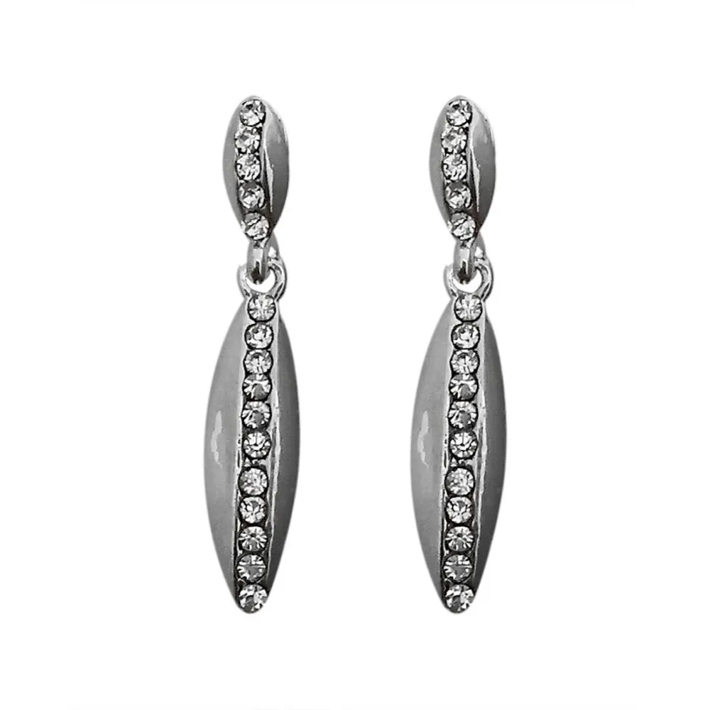 JewelMaze Austrian Stone Silver Plated Stud Earrings ( assorted design )