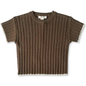 Knitted Rib Tee- Chocolate