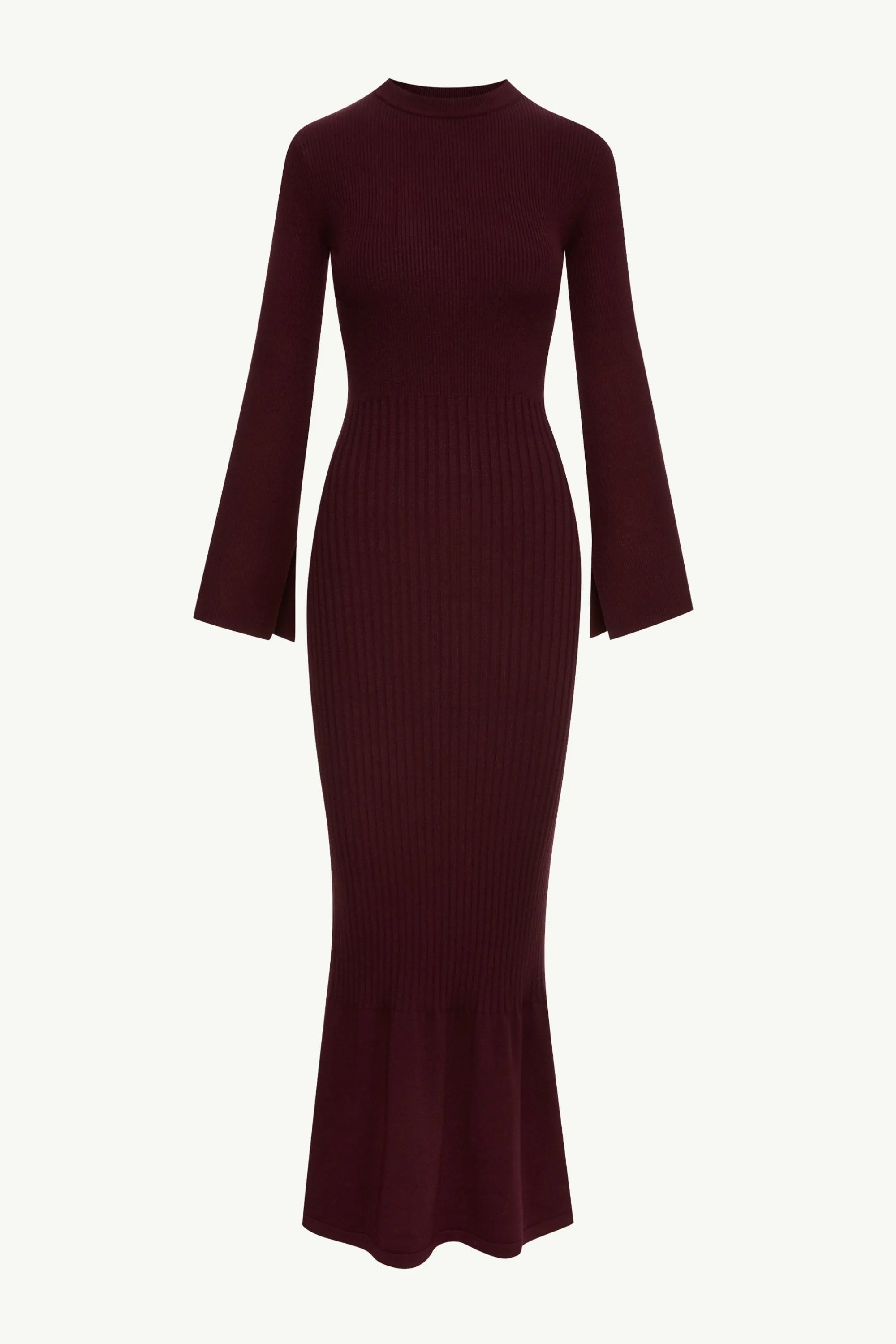 Kourtney Ribbed Knit Maxi Dress - Chocolate Plum