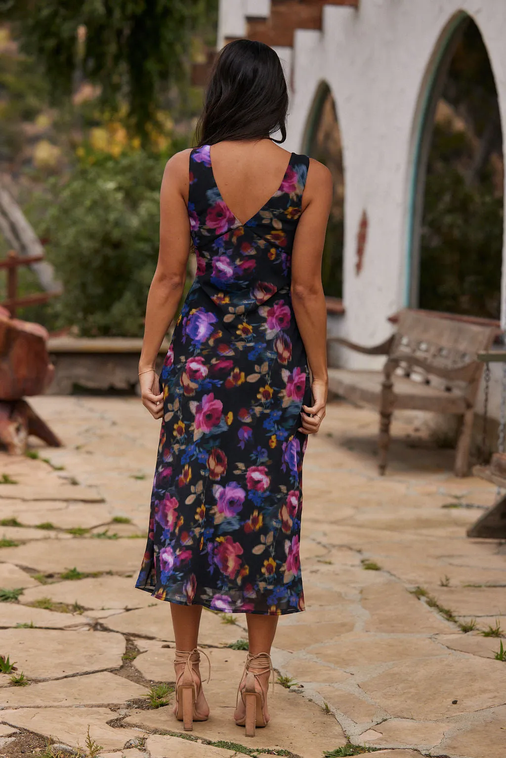 Lillian Black Floral Printed Maxi Dress