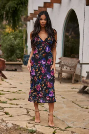 Lillian Black Floral Printed Maxi Dress