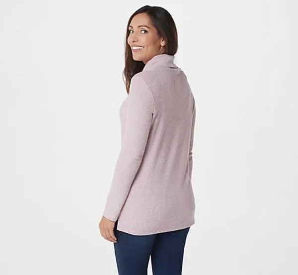 Lisa Rinna Collection Long Sleeve Cowl Neck Top Small	Mauve Rose