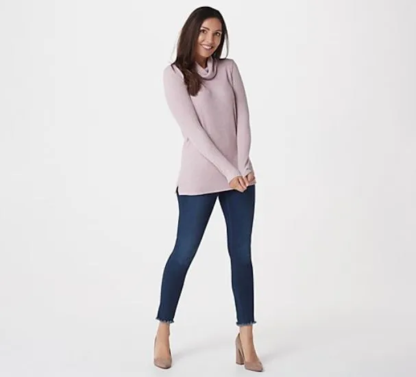 Lisa Rinna Collection Long Sleeve Cowl Neck Top Small	Mauve Rose