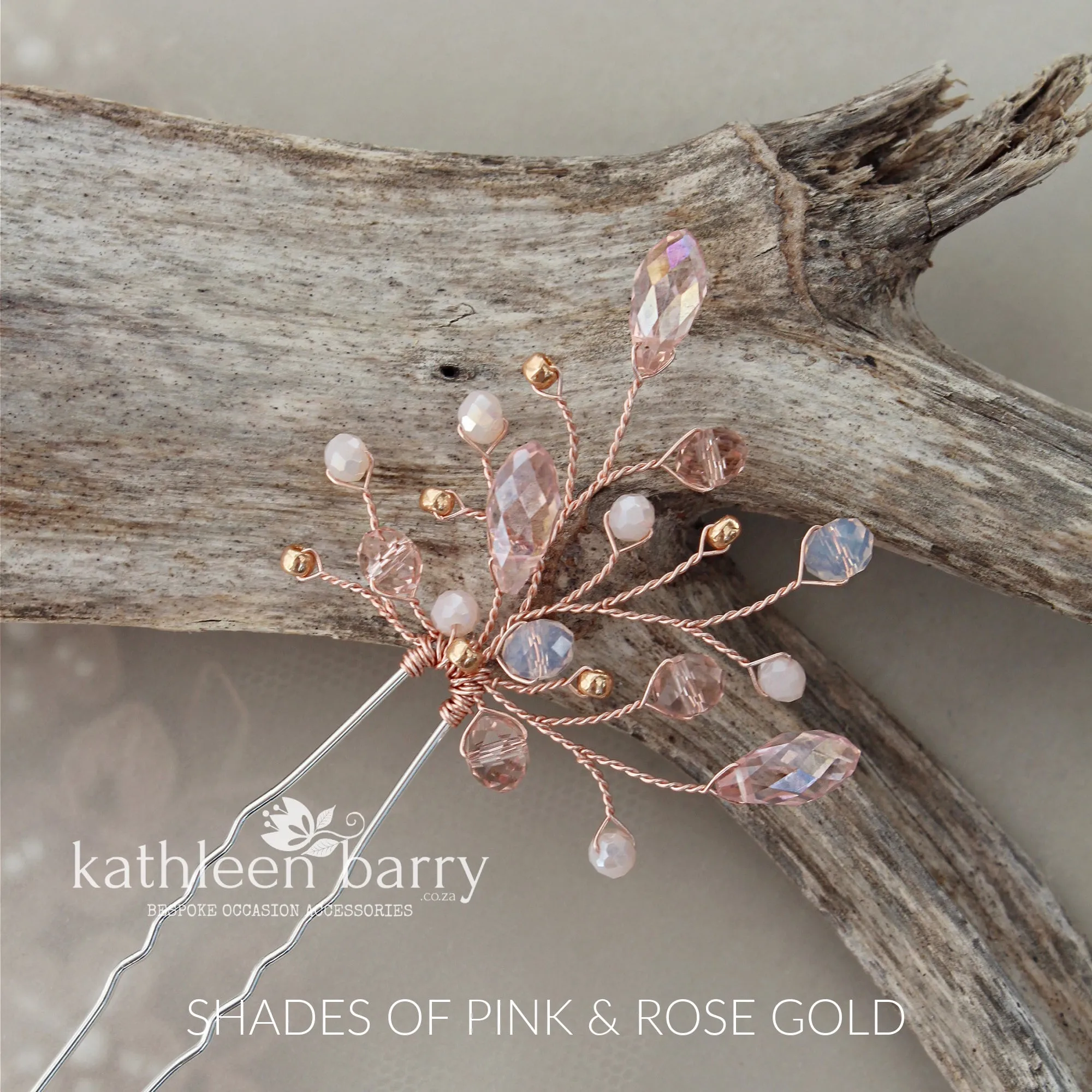 Lize hair pins navy blue, clear or opal pinks - Rose gold, Gold or silver FROM: