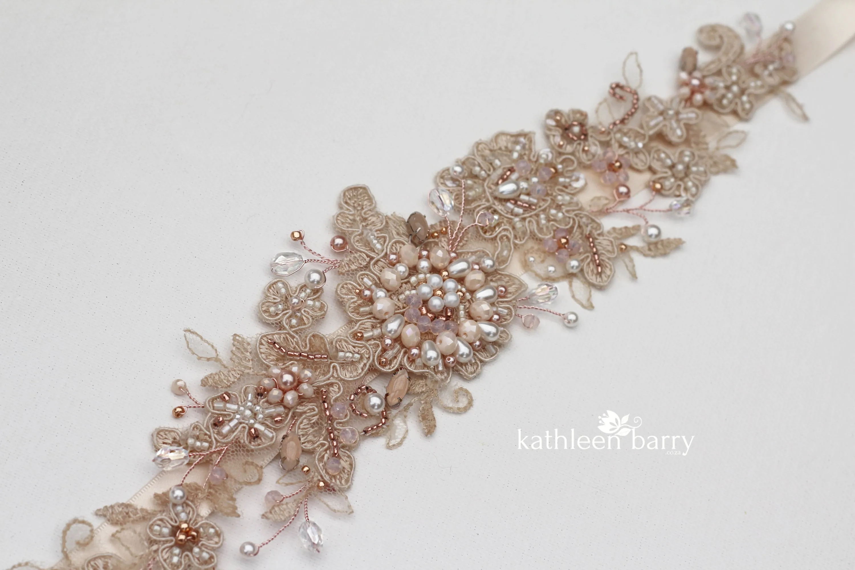 Lydia Rose Gold Blush Bridal Sash belt