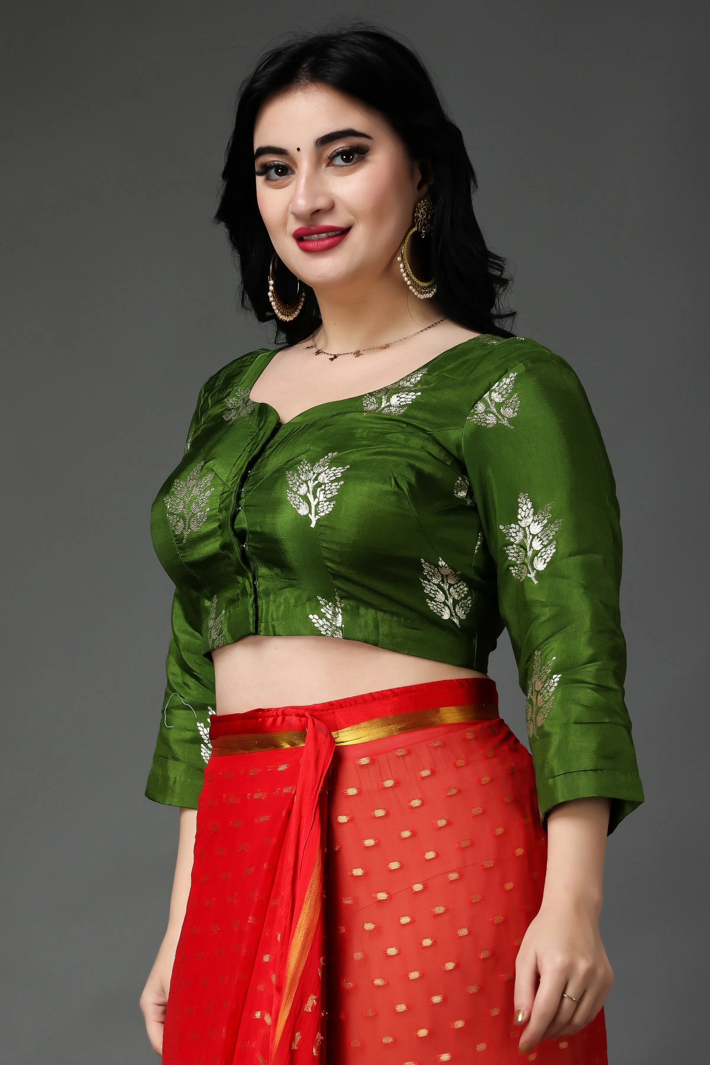 Majestic Mehandi Silk Blouse