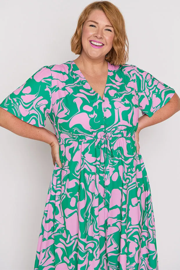 Marley Green Pink Abstract Dress