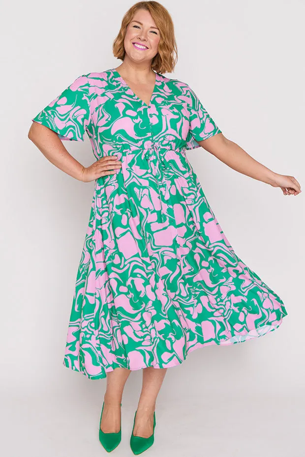 Marley Green Pink Abstract Dress