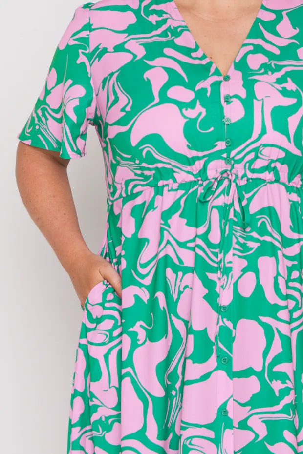 Marley Green Pink Abstract Dress