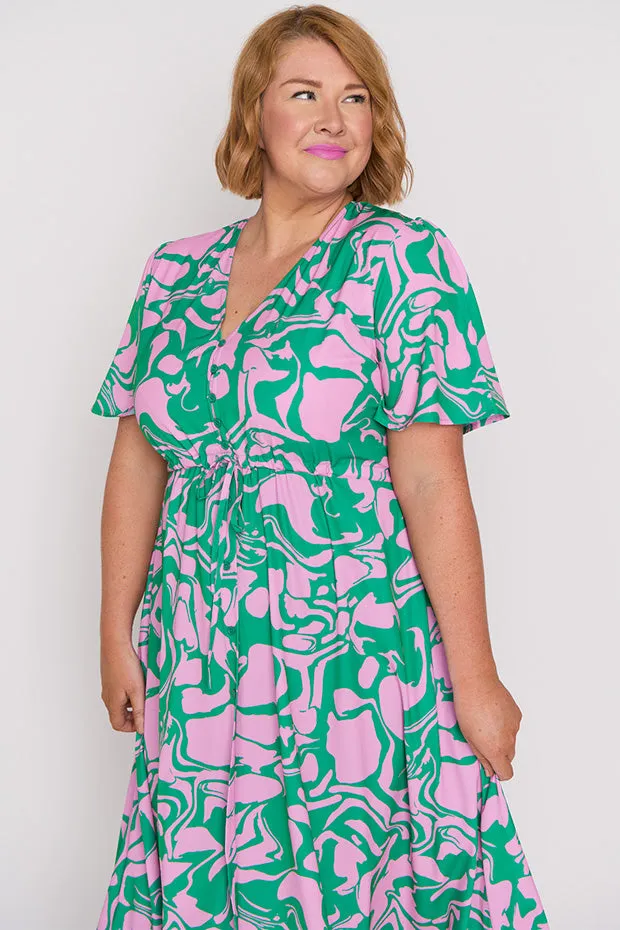 Marley Green Pink Abstract Dress