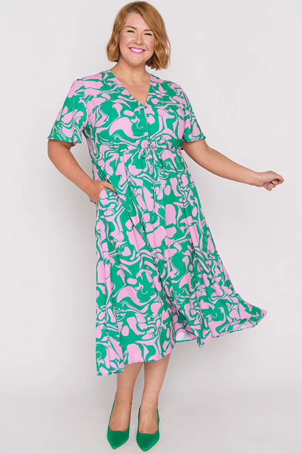 Marley Green Pink Abstract Dress