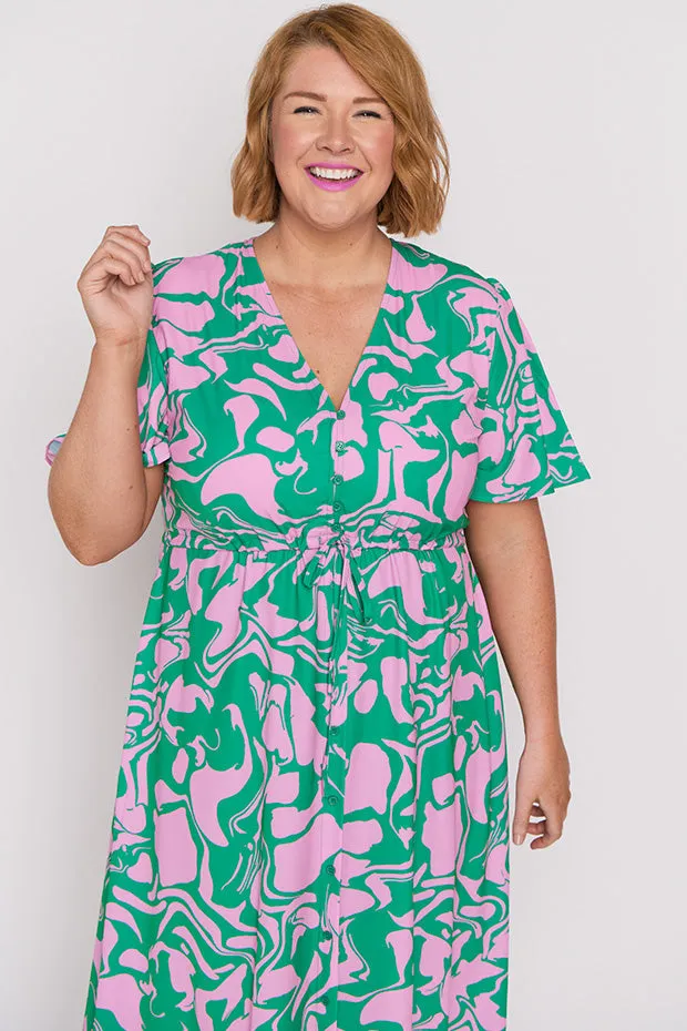 Marley Green Pink Abstract Dress