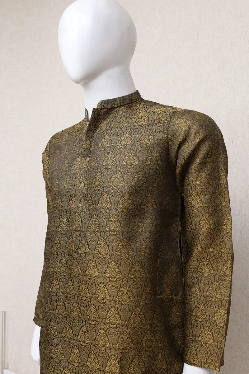 Men Premium Jamawar Kurta Golden