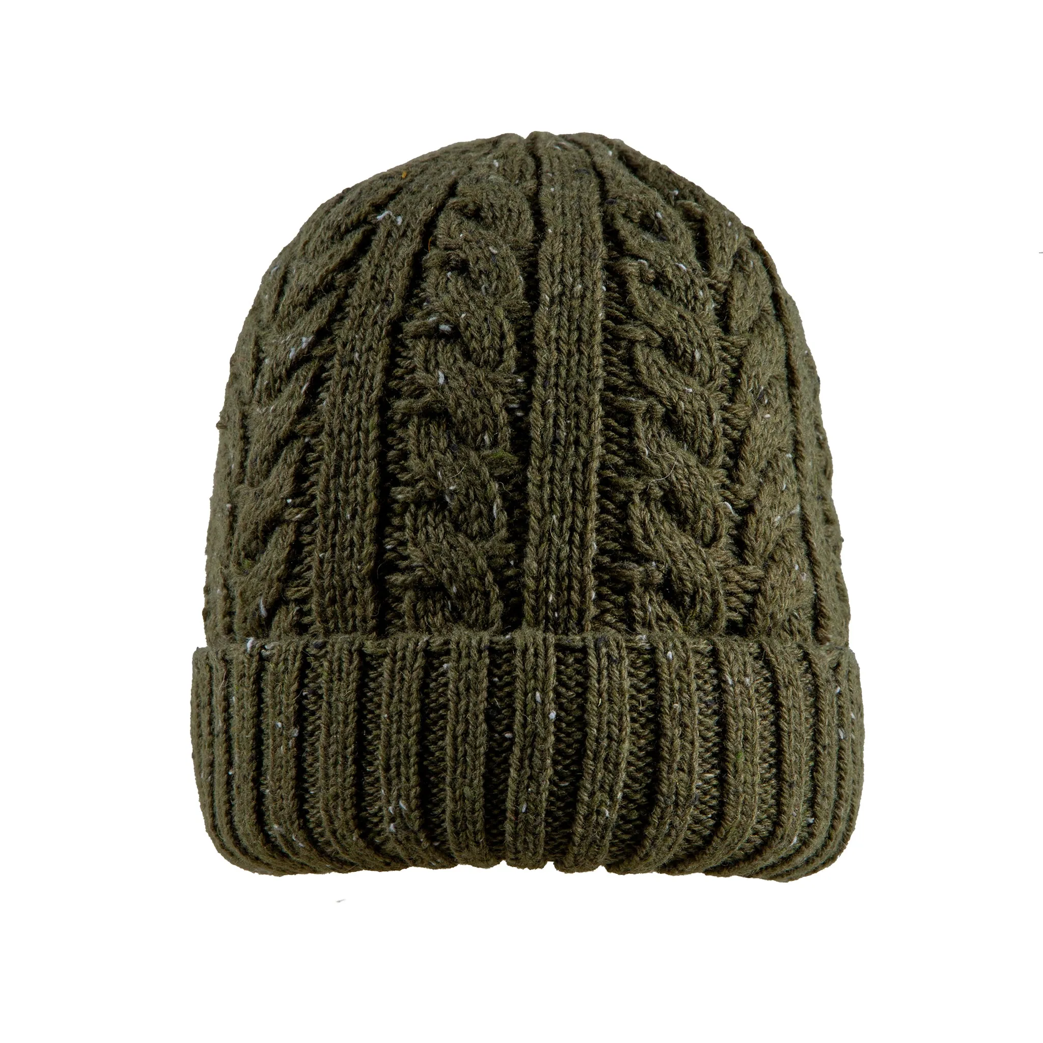 Men’s Cable Knit Beanie Hat with Marl Yarn