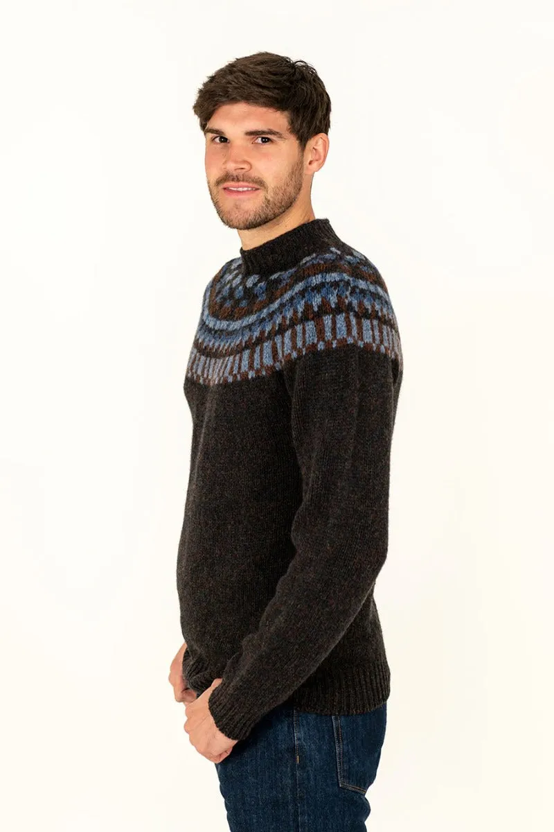 Mens Fair isle Staffa Yoke Jumper - Brown