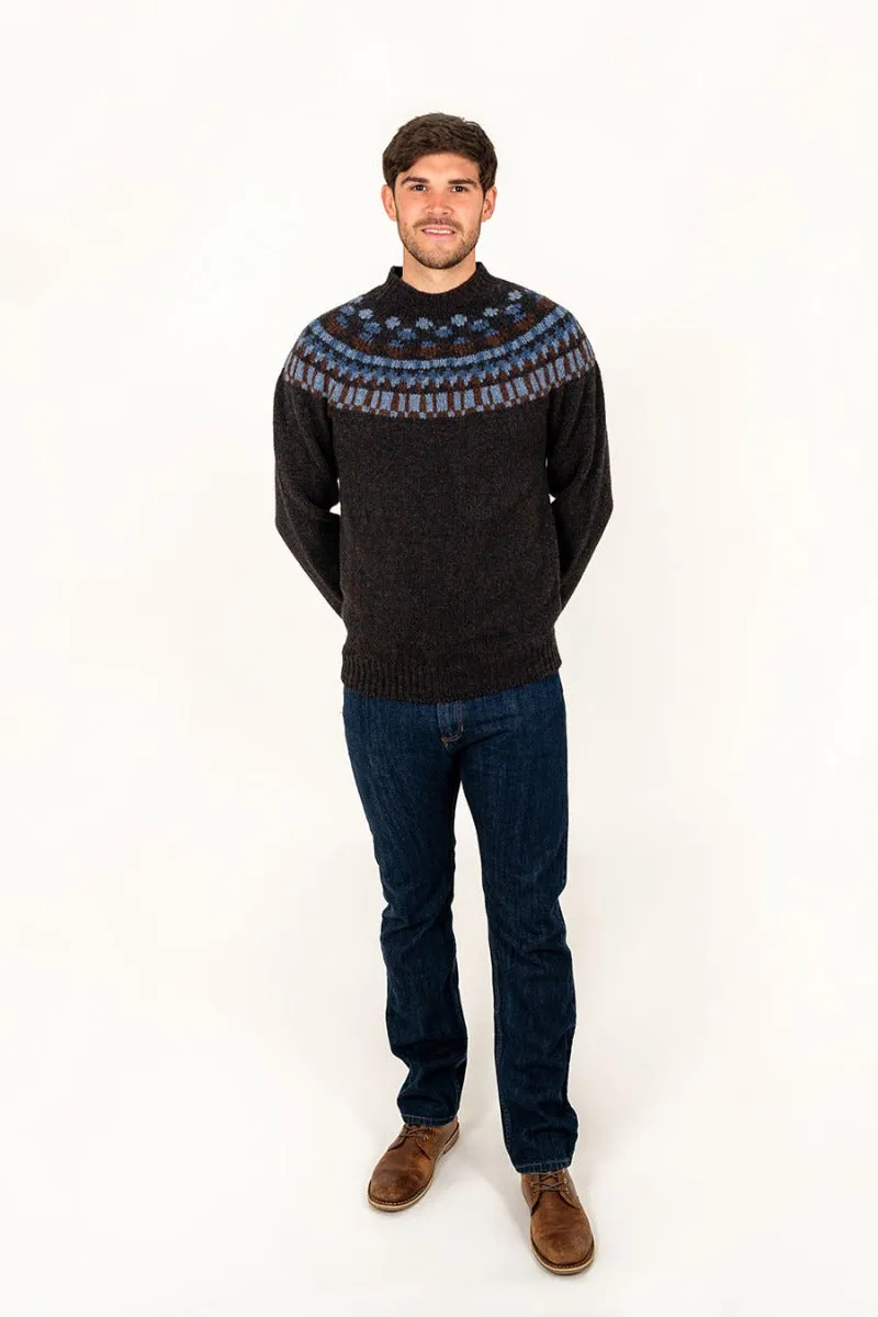 Mens Fair isle Staffa Yoke Jumper - Brown