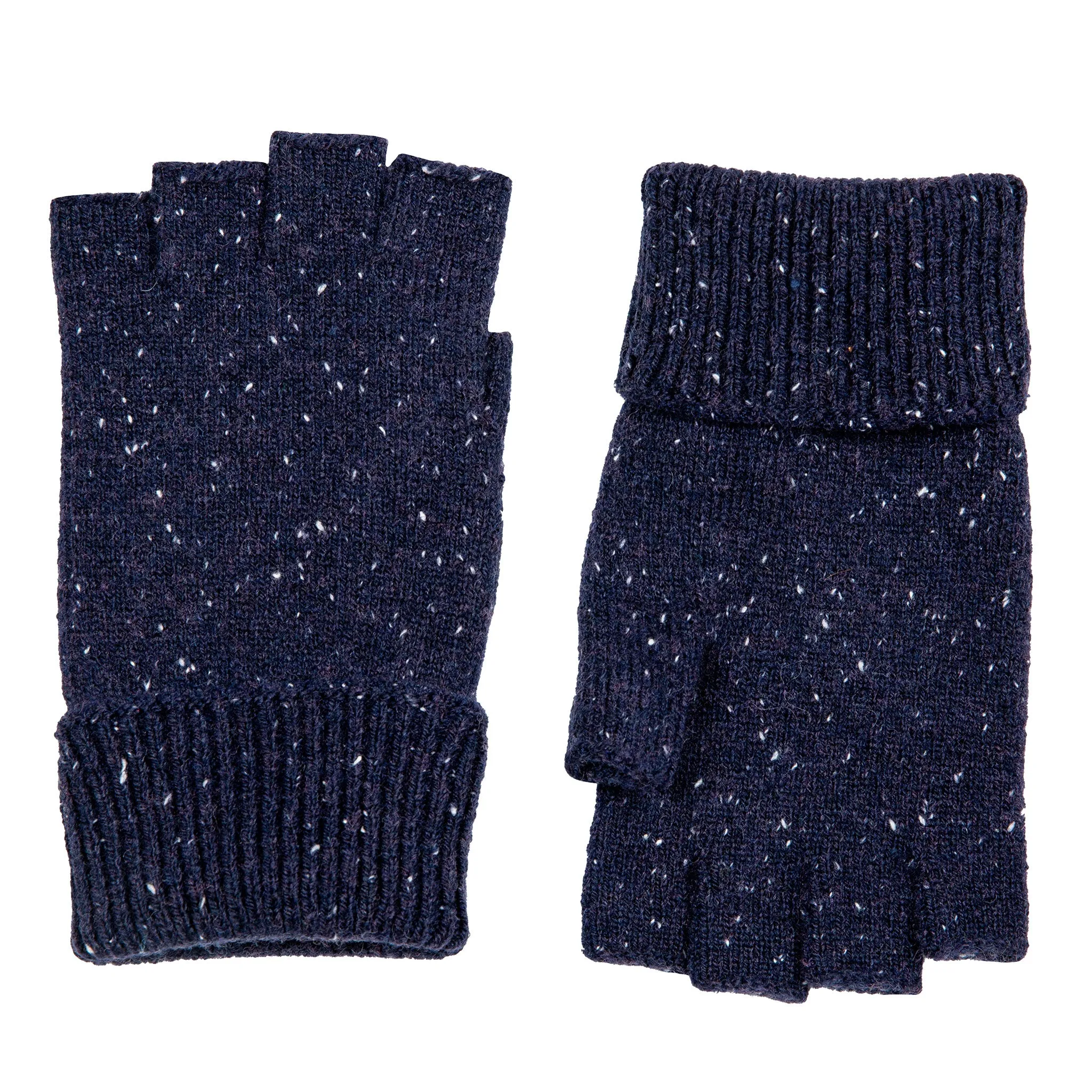 Men's Fingerless Knitted Gloves with Ribbed Cuffs