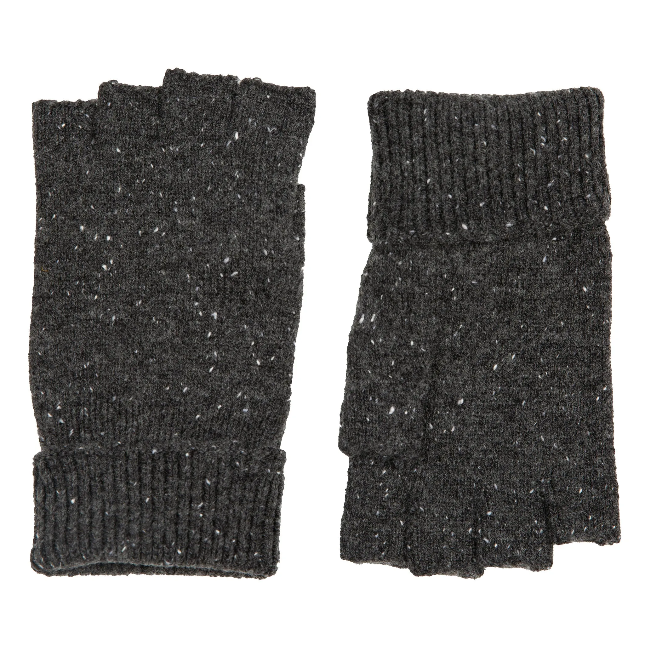 Men's Fingerless Knitted Gloves with Ribbed Cuffs