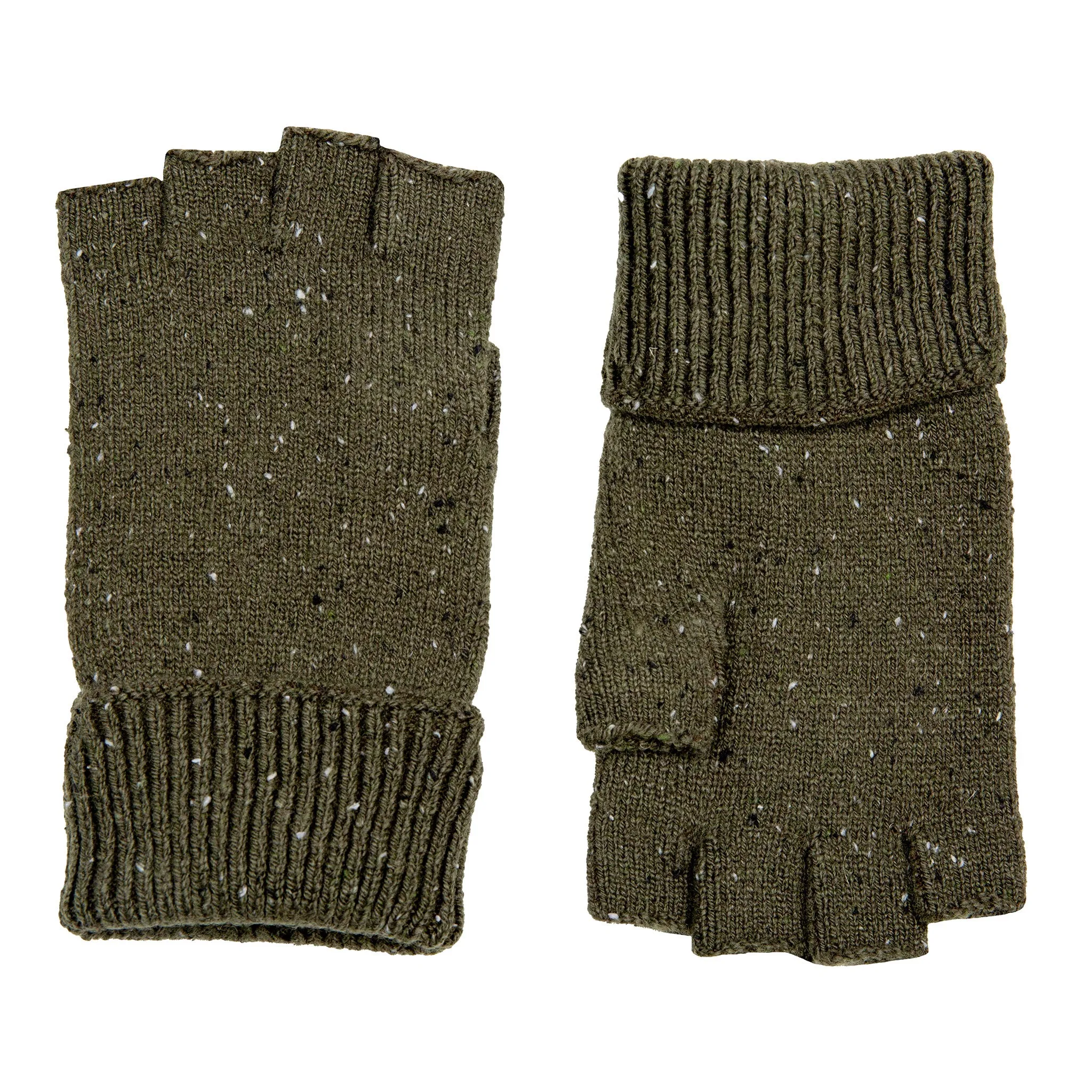 Men's Fingerless Knitted Gloves with Ribbed Cuffs