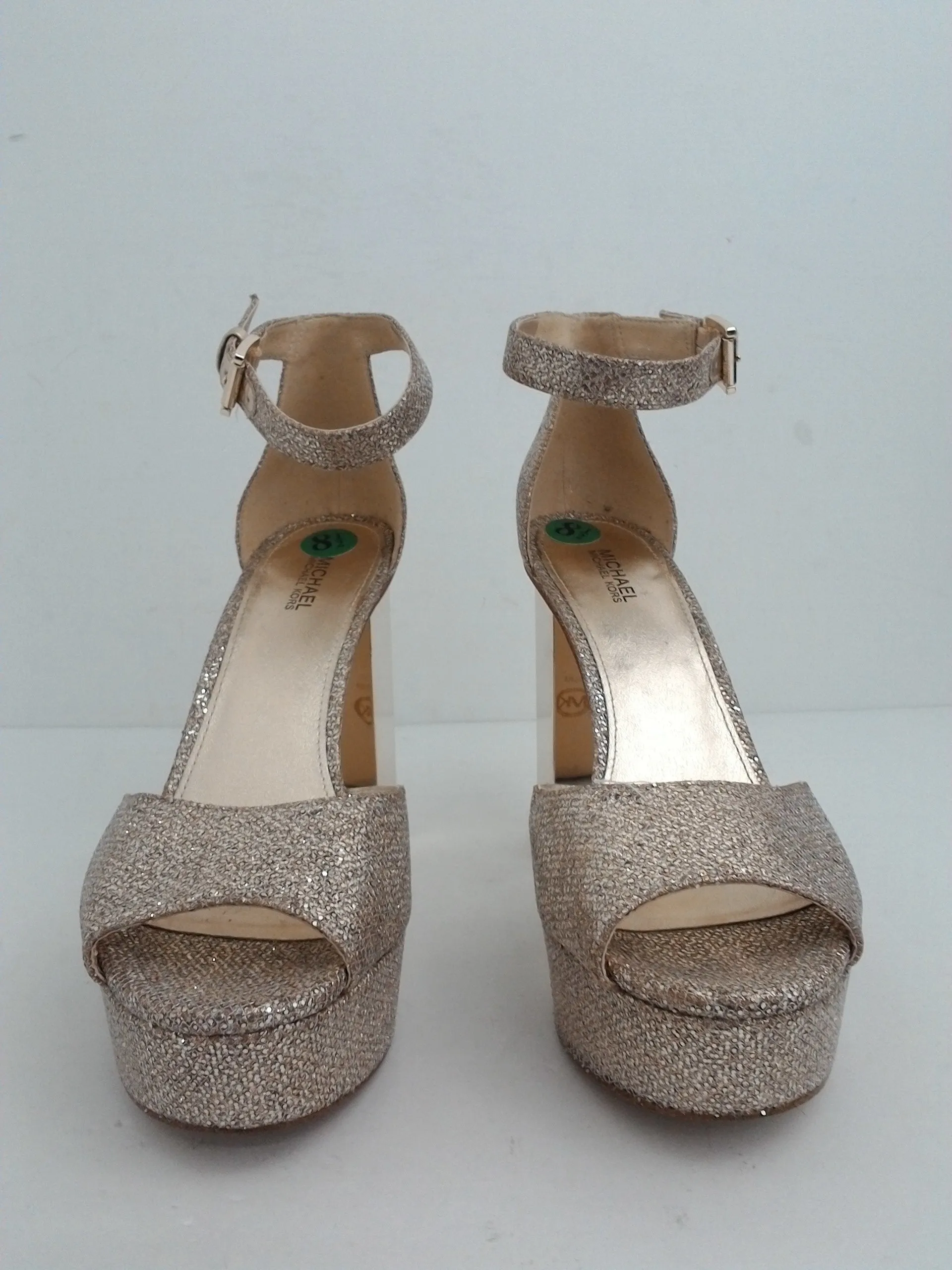 MICHAEL Michel Kors Women's Petra Glitter Block-Heel Platform Sandal Size 8.5 M