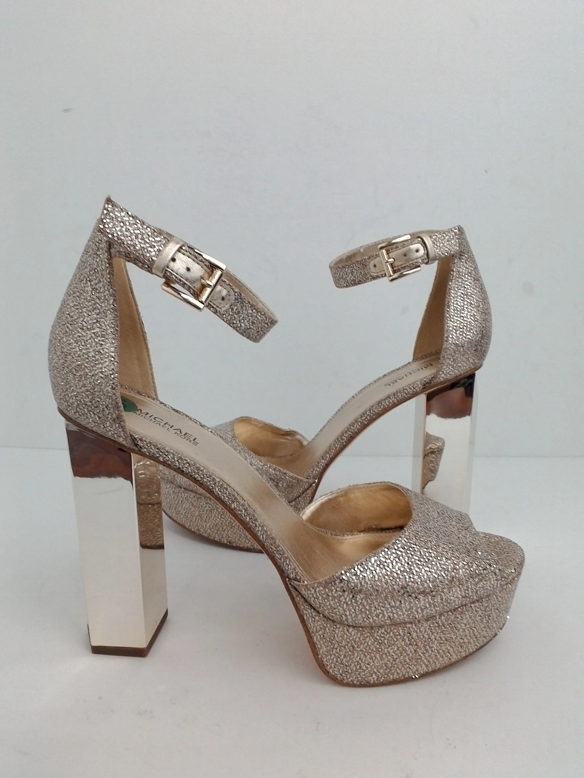 MICHAEL Michel Kors Women's Petra Glitter Block-Heel Platform Sandal Size 8.5 M