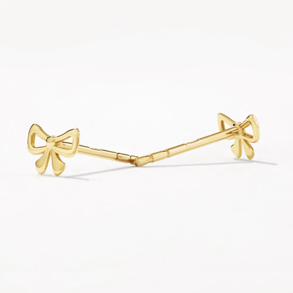 Micro Bow Stud Earrings in 10k Gold