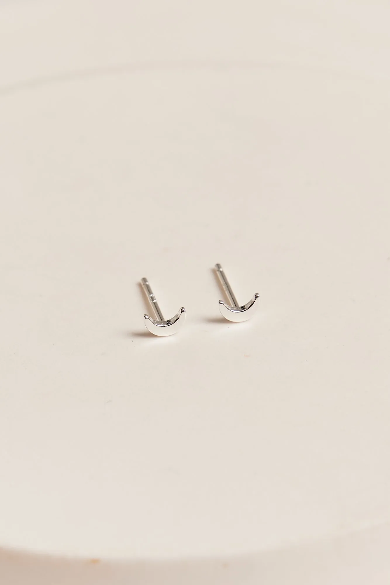 Moon Stud Earrings Silver